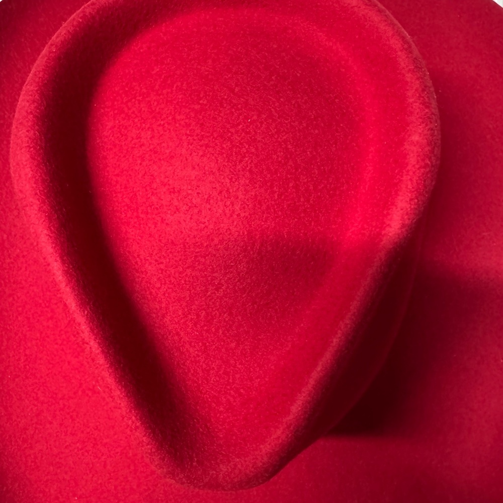 Wyeth Red Felt Cowboy Hat with Rhinestone and Pearl Stars-NWOT-bag included - Picture 5 of 12
